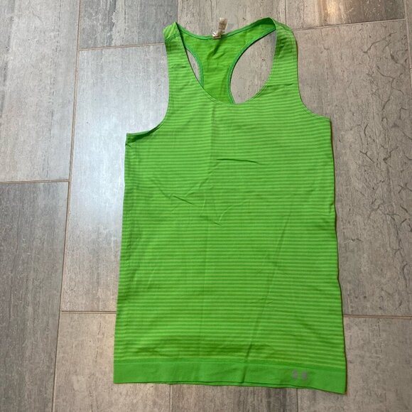 Under Armour Fitted Racerback Striped Tank Top Green Size Medium - Picture 1 of 9